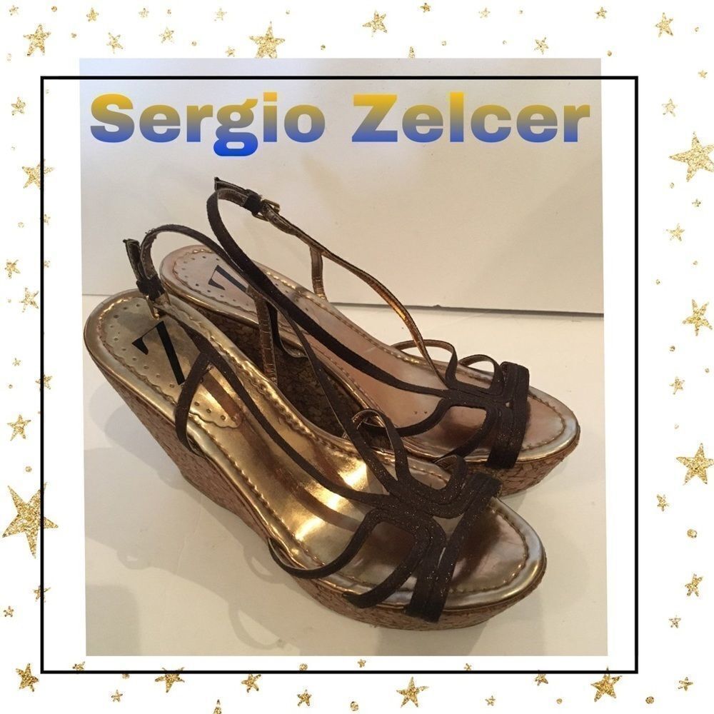 Sergio Zelcer Designer Platform Wedge Sandals 10